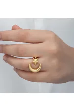 Gümüş Gold Ay Yıldız Kadın Yüzük Gümüş Gold Ay Yıldız Kadın Yüzük