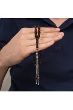 Metal Püsküllü Koyu Kahve Arpa Kesim Tesbih Metal Püsküllü Koyu Kahve Arpa Kesim Tesbih
