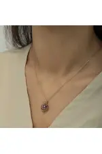 Gümüş Rose Kafesli Lotus Bayan Kolye Gümüş Rose Kafesli Lotus Bayan Kolye