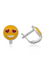 Gümüş Kalp Gözlü Emoji Çocuk Küpesi Gümüş Kalp Gözlü Emoji Çocuk Küpesi