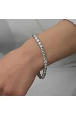 Gümüş 5 mm Beyaz Taşlı Su Yolu Kadın Bileklik Gümüş 5 mm Beyaz Taşlı Su Yolu Kadın Bileklik