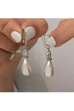 Gümüş Damla İnci Kadın Küpe Gümüş Damla İnci Kadın Küpe