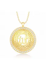 Gümüş Gold Allah Yazılı Kadın Kolye Gümüş Gold Allah Yazılı Kadın Kolye