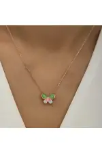 Gümüş Rose Minimal Kelebek Bayan Kolye