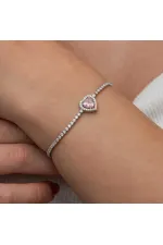 Gümüş Pembe Taşlı Kalpli Su Yolu Bileklik Gümüş Pembe Taşlı Kalpli Su Yolu Bileklik