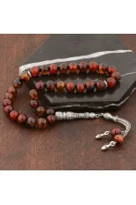Doğaltaş Metal Püsküllü Akik Taşı Tesbih Doğaltaş Metal Püsküllü Akik Taşı Tesbih