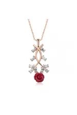Gümüş Rose Kırmızı Gül Kolye Gümüş Rose Kırmızı Gül Kolye
