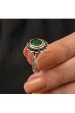 Gümüş Yeşil Çiçek Desenli Otantik Kadın Set Gümüş Yeşil Çiçek Desenli Otantik Kadın Set