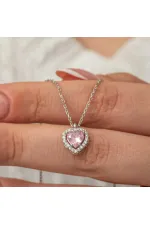 Gümüş Pembe Kalp Kadın Kolye Gümüş Pembe Kalp Kadın Kolye