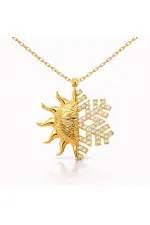 Gümüş Gold Güneş Kartanesi Bayan Kolye Gümüş Gold Güneş Kartanesi Bayan Kolye