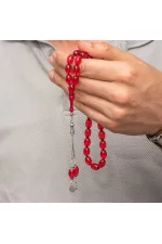 Gümüş Kırmızı Ateş Kehribar Tesbih