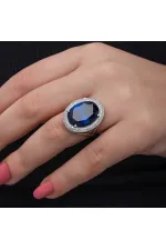 Gümüş Safir Taşlı Kadın Yüzük Gümüş Safir Taşlı Kadın Yüzük