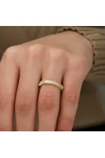 Gümüş Gold Sıralı Baget Taşlı Bayan Yüzük Gümüş Gold Sıralı Baget Taşlı Bayan Yüzük