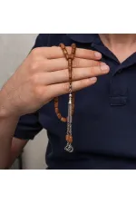 Metal Püsküllü Açık Kahve Kuka Ağacı Tesbih