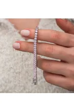 Gümüş Pembe Zirkon Taşlı Su Yolu Kadın Bileklik Gümüş Pembe Zirkon Taşlı Su Yolu Kadın Bileklik