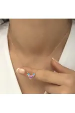 Gümüş Rose Minimal Kelebek Bayan Kolye Gümüş Rose Minimal Kelebek Bayan Kolye