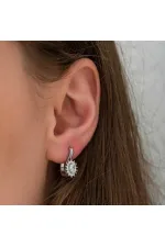 Gümüş Mengeçli Oval Kesim Küpe Gümüş Mengeçli Oval Kesim Küpe