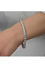 Gümüş 5 mm Beyaz Taşlı Su Yolu Kadın Bileklik Gümüş 5 mm Beyaz Taşlı Su Yolu Kadın Bileklik