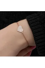 Gümüş Rose Kalp Kadın Bileklik Gümüş Rose Kalp Kadın Bileklik