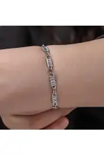 Gümüş Baget Taşlı Kadın Bileklik Gümüş Baget Taşlı Kadın Bileklik