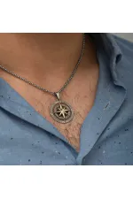 Gümüş Pusula Unisex Kolye Gümüş Pusula Unisex Kolye