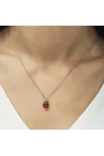​Gümüş Rose Çilek Figür Meyve Kolye