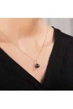 Gümüş Rose Yuvarlak İnci Kadın Kolye Gümüş Rose Yuvarlak İnci Kadın Kolye
