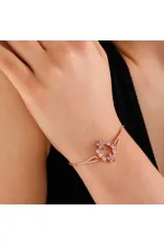 Gümüş Rose Pembe Çiçek Kadın Bileklik Gümüş Rose Pembe Çiçek Kadın Bileklik