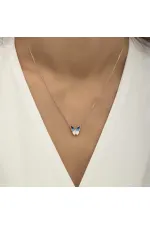 Gümüş Rose Minimal Kelebek Bayan Kolye