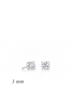 Gümüş Yuvarlak Tek Taş Zirkon Küpe - 3 mm Gümüş Yuvarlak Tek Taş Zirkon Küpe - 3 mm