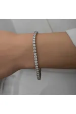 Gümüş 3 mm Beyaz Taşlı Su Yolu Kadın Bileklik Gümüş 3 mm Beyaz Taşlı Su Yolu Kadın Bileklik