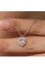 Gümüş Pembe Kalp Kadın Kolye Gümüş Pembe Kalp Kadın Kolye