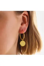 Gümüş Gold Sallantılı Halka Kadın Küpe