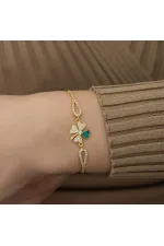 Gümüş Gold Nazarlı Yonca Bileklik Gümüş Gold Nazarlı Yonca Bileklik