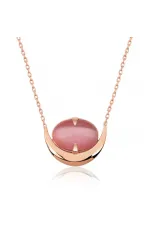 Gümüş Pembe Kedi Gözü Taşlı Hilal Kolye Gümüş Pembe Kedi Gözü Taşlı Hilal Kolye