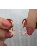 Gümüş Rose Sallantılı Kutup Yıldızı Kadın Küpe Gümüş Rose Sallantılı Kutup Yıldızı Kadın Küpe