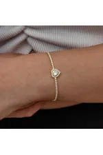 Gümüş Gold Kalpli Su Yolu Bileklik Gümüş Gold Kalpli Su Yolu Bileklik