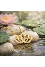 Gümüş Gold Lotus Çiçeği Kadın Kolye Gümüş Gold Lotus Çiçeği Kadın Kolye