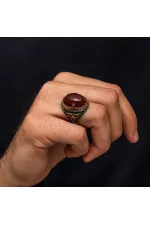 Gümüş Kırmızı Akik Taşlı Erkek Yüzük Gümüş Kırmızı Akik Taşlı Erkek Yüzük