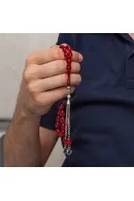 Metal Püsküllü Kırmızı Sıkma Kehribar Tesbih Metal Püsküllü Kırmızı Sıkma Kehribar Tesbih