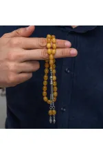 Metal Püsküllü Kehribar Sarısı Sıkma Kehribar Tesbih Metal Püsküllü Kehribar Sarısı Sıkma Kehribar Tesbih