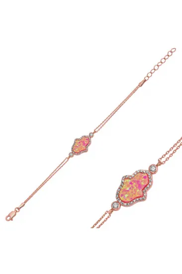 Gümüş Rose Pembe Opal Fatma Ana Eli Bayan Bileklik Gümüş Rose Pembe Opal Fatma Ana Eli Bayan Bileklik