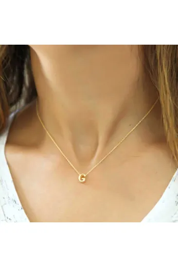 Gümüş Gold 3 Boyutlu G Harf Bayan Kolye Gümüş Gold 3 Boyutlu G Harf Bayan Kolye