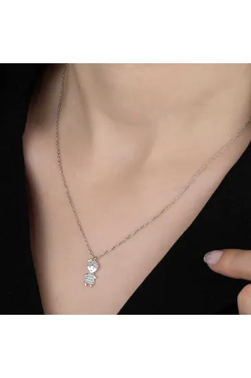 Swarovski Taşlı Gümüş Çocuk Bayan Kolye Swarovski Taşlı Gümüş Çocuk Bayan Kolye