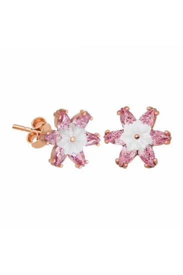 Gümüş Pembe Lotus Çiçeği Küpe Gümüş Pembe Lotus Çiçeği Küpe