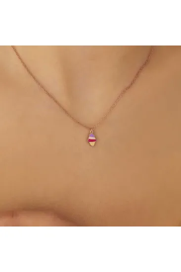 Gümüş Rose Renkli Dondurma Kadın kolye Gümüş Rose Renkli Dondurma Kadın kolye
