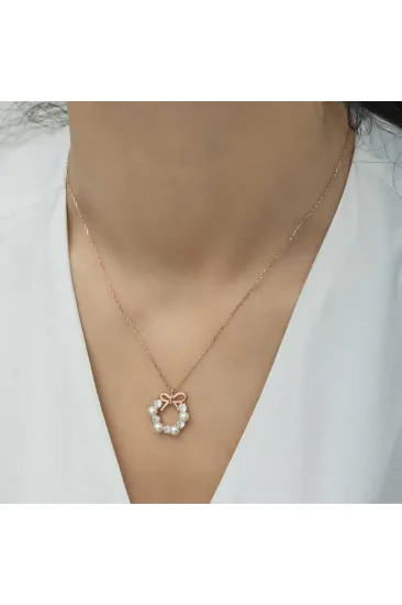Gümüş Rose İnci Kurdele Kadın Kolye Gümüş Rose İnci Kurdele Kadın Kolye