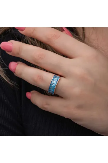 Gümüş Rose Baget Aquamarine Taşlı Kadın Yüzük Gümüş Rose Baget Aquamarine Taşlı Kadın Yüzük