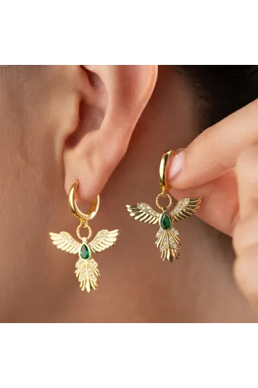 Gümüş Anka Kuşu Figürlü Gold Kadın Küpe Gümüş Anka Kuşu Figürlü Gold Kadın Küpe