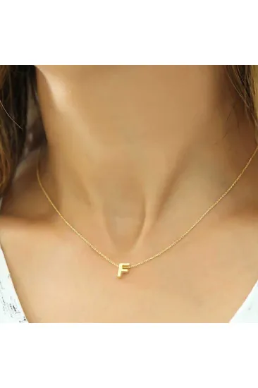 Gümüş Gold 3 Boyutlu F Harf Bayan Kolye Gümüş Gold 3 Boyutlu F Harf Bayan Kolye